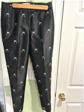 RSVP by Talbots Champagne Glass Pants Gold Flute Black Pants Size 8